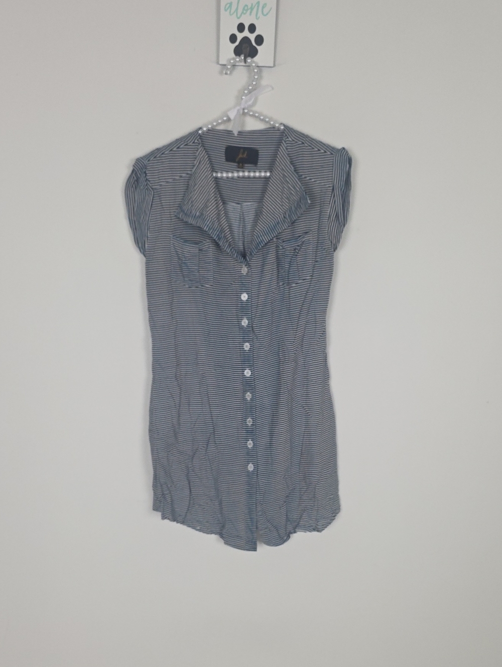 Black and white striped tunic top